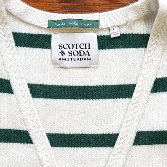Scotch & Soda Stripe Knit Button-Up Vest Crop Top Preppy Collegiate  Size Large - Picture 4 of 9